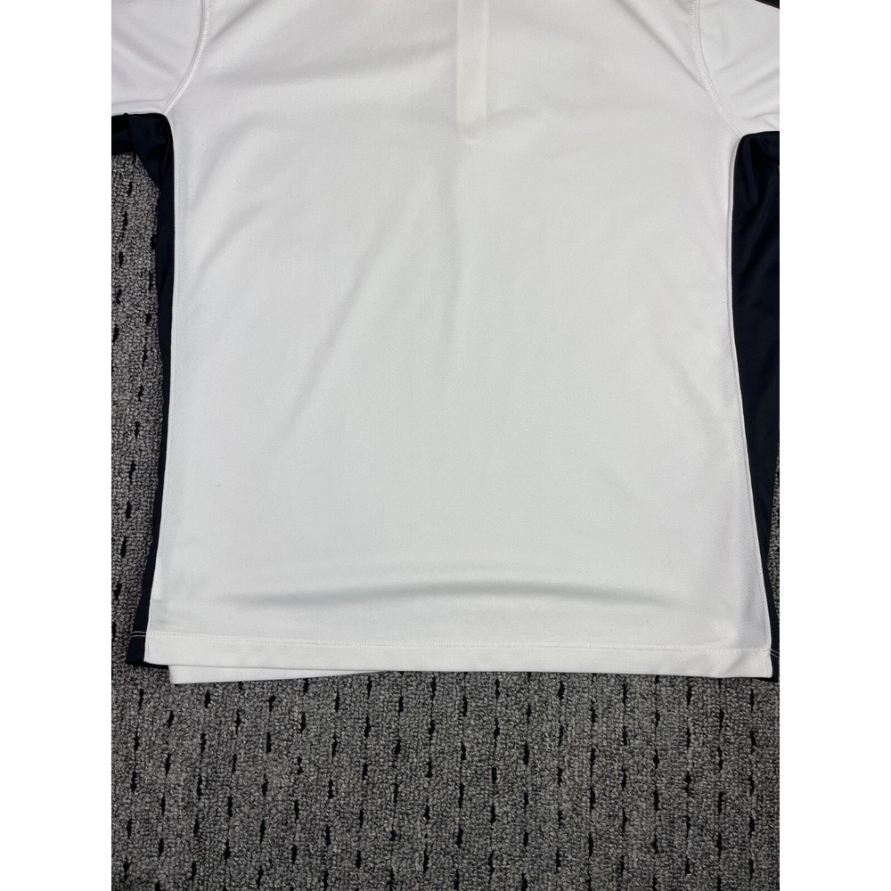 Reebok Play‎ Dry Large White Black Polo Zip-Up - Picture 10 of 11
